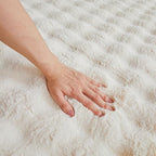 Creamy White Rabbit Plush Rug 8'x10', Fluffy Faux Fur Shaggy Area Rug for Nursery, Kids Room Decor, Soft Fuzzy Carpet for Living Room, Bedroom, Teen Girls Room