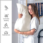 Silk Pillow Cases 2 Pack,Soft Breathable and Sliky Queen Size Pillow Cases Set of 2,Natural Mulberry Silk Pillowcase Set of 2 for Hair and Skin with Hidden Zipper (Beige,20"X 30",2pcs)