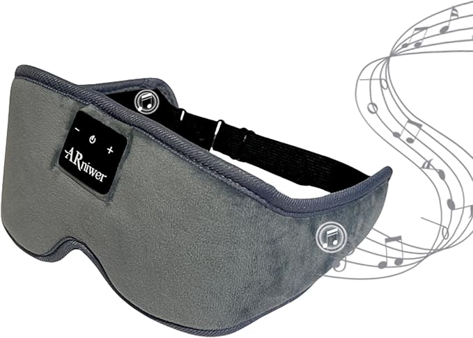 Bluetooth Music Eye Mask Wireless Bluetooth Speaker with Crystal Clear Stereo Cradle Sound, Suitable for Relaxing, Sleeping, and Resting. (Gray)