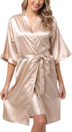 Women's Satin Robe Sets 2 Piece Nightgown Silk Pajama Sexy Floral Lingerie Lace Cami Sleepwear Night Robes