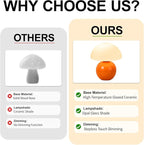 Mushroom Table Lamp, Orange Vintage LED Desk Light for Bedroom, Dimmable Ambient Lighting with Glass Shade for Bedroom, Reading, Home Décor, Gift for Friends