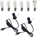 Salt Lamp Cord with 6 Pcs 15W Bulbs 5 Feet Long Replacement for Himalayan Salt Lamp Salt Rock Lamp String Light with Dimmable Switch and Butterfly Clip Power Cord
