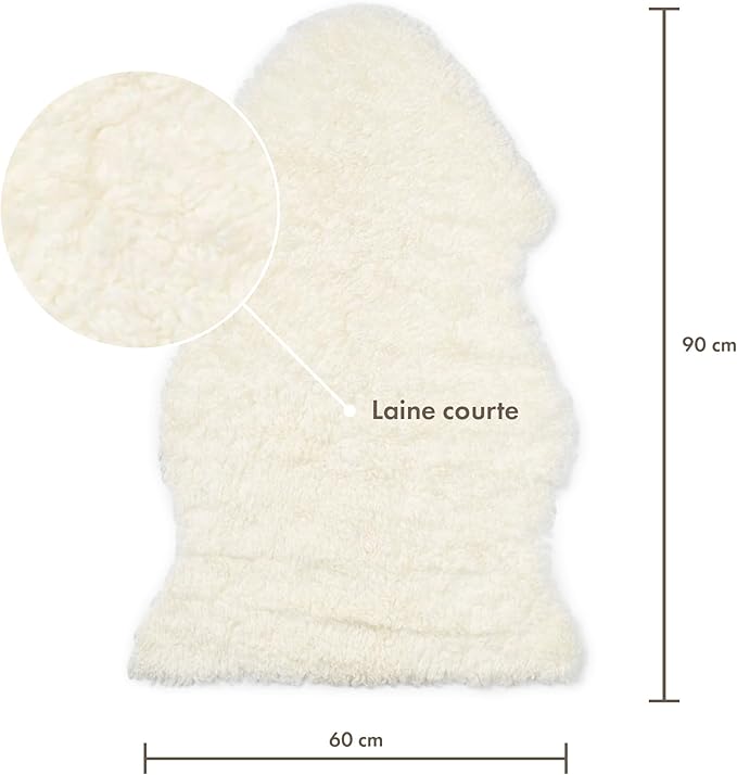 Nordic Sheep Real Sheepskin Rug Short Hair 2x3 ft | Bedside Rugs for bedrooms, Sofa, Chair or Dining Table | Each Sheepskin is Unique and Created by Nature | Small Fluffy Rug in White