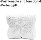 YnM Velvet Weighted Blanket, Handmade Chunky Knitted Design, Soft and Cozy, Temperature Regulating and Breathable, Machine Washable Throw for Sleep or Home Decor (White, 80x87 Inch, 25lbs)