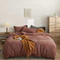 CLOTHKNOW Brick Red Comforter Set Full Size Rust Red Bedding Comforter Sets Women Men Soft Brownish Comforter with 2 x Pillow Cases