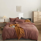 CLOTHKNOW Brick Red California King Comforter Set 3Pcs Rust Red Bedding Comforter Sets Soft Brownish Comforter with 2 x Pillow Cases