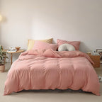 Luxlovery Pink Comforter Set Full Blush Pink Comforter Sets Solid Color Women Dusty Rose Qulits Comfy Soft Comforter Blanket Breathable Comforter Set for Women Girls