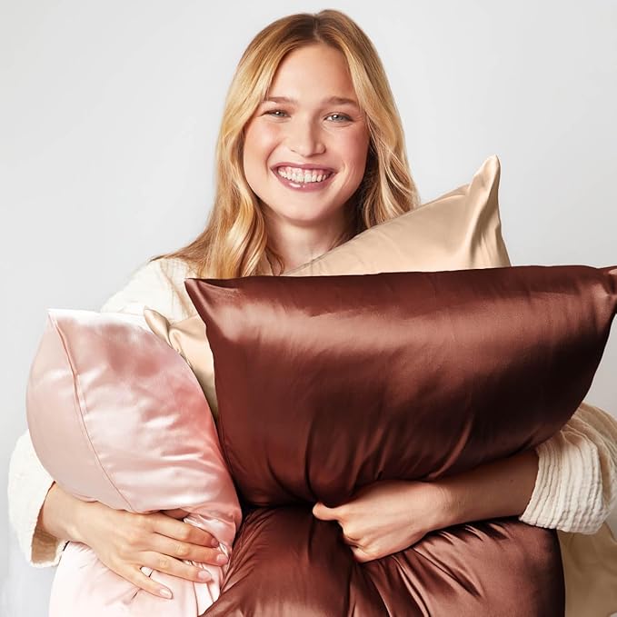 Kitsch Satin Pillowcase with Zipper for Hair & Skin - Softer Than Silk Pillow Cases, Smooth Cooling Satin Pillow Case, Wrinkle-Free, Machine Washable - King Size Satin Pillow Case (19x36) - Blush