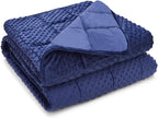 TONGDADA Minky Weighted Blanket | 40''x60'',7lbs | Cozy and Soft Minky Weighted Throw Blanket | Luxury Velvet with Premium Glass Beads | Navy Minky