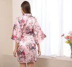 QXQTER Peony Floral Silky Satin Robe Wedding Bridal Party Bride Bridesmaid Robes for Women Dressing Gown Kimono Robe