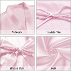 Women's Short Satin Robes Silky Bathrobe Bridesmaid Sleepwear for Wedding Party Getting Ready Solid Color