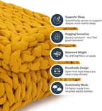 Nuzzie Original Knit Weighted Blanket- Breathable, Cooling, Hand Made Knit Throw Blanket for Sleep - Machine Washable, Stylish Design (Marigold, Full | 16lbs | 48"x72")