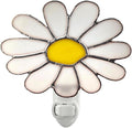 CHEZBABY Stained Glass Night Light Plug into Wall Lamp Decorative Accent Nightlight for Hallway Bedroom Bathroom Kitchen Home Décor(Daisy)
