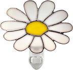 CHEZBABY Stained Glass Night Light Plug into Wall Lamp Decorative Accent Nightlight for Hallway Bedroom Bathroom Kitchen Home Décor(Daisy)