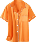 Girls & Womens Satin Pajamas Set, Silk Button-Down Sleepwear 2 Piece Nightwear, 3 Years - Women XXL