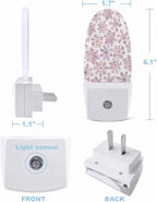 Night Light Plug into Wall, Merry Xmas Winter Bright Red Peach Snowflakes Retro Watercolor White Popsicle Shape Night Light LED Nightlight with Light Sensors for Kids Bedroom Hallway