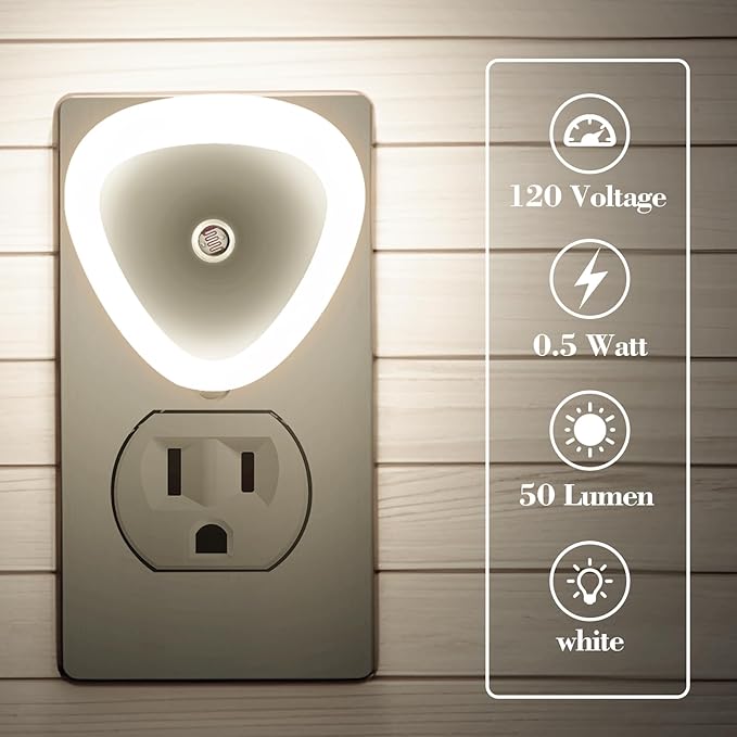 KINUR LED Night Light, 6 Pack Nightlights Plug into Wall, 0.5W Dusk to Dawn Sensor Automatic On and Off Night Light, Led Night Lamp for Kids, Nursery, Bedroom, Hallway, Stairs, Kitchen,White