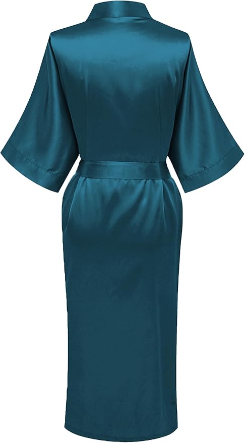 Womens Long Silky Robe Satin Kimono Robes Silk Bathrobe for Wedding Party Full Length Dressing Gown