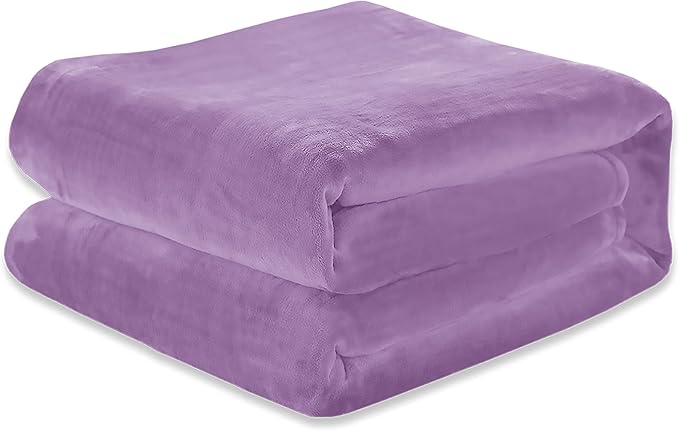Elegant Comfort Luxury Velvety Feel Blanket, All-Season Lightweight Blanket, Ultra Plush, Soft, Cozy-Fuzzy Flannel Fleece for Couch, Sofa, Bed, Travel, Solid Design, King/California King, Lavender