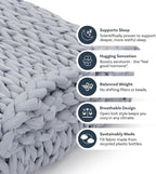 Nuzzie Original Knit Weighted Blanket- Breathable, Cooling, Hand Made Knit Throw Blanket for Sleep - Machine Washable, Stylish Design (Misty Grey, Full | 16lbs | 48"x72")