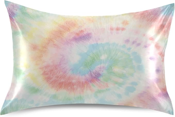 Satin Pillowcase for Hair and Skin, Tie Dye Silk Pillowcase Soft and Cozy Body Pillow Covers, Queen Size Satin Pillow Cases with Envelope Closure(20x30 Inch), 1PC