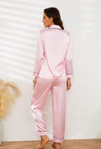 U2SKIIN Women Silk Pajamas Set, Long Sleeve Satin Pajamas for Women Sleepwear Button Down Pjs Set Two-piece