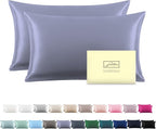 Silk Pillow Cases 2 Pack,Soft Breathable and Sliky Queen Size Pillow Cases Set of 2,Natural Mulberry Silk Pillowcase Set of 2 for Hair and Skin with Hidden Zipper (Grayish Blue,20"X 30",2pcs)