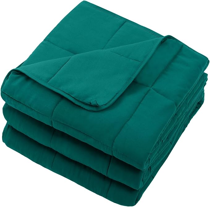 Green Weighted Blanket for Adults 12lbs, 60"x80", Queen Size Cooling Heavy Throw Blanket for 110-130lbs, Microfiber Soft Thick Big Blankets Weighted Comforter Breathable Gift for Sleeping