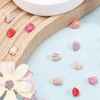 4 Colors 80Pcs 7x9mm Acrylic Flower Beads Artificial Flower Beads Bulk Loose Plastic Jasmine Coral Colorful Floral Spacer for Jewelry Making Findings Necklace Bracelet DIY Crafts Beginner