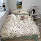 Nayoroom Heart Duvet Cover Full Size Kawaii Pink Heart Printed on Cream White Bedding Set 3Pcs Kids Girls Cute Heart-Shaped Pattern Comforter Cover with Zipper Closure Soft Breathable Microfiber