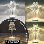 2pcs Crystal Table Lamp Touch Control Crystal Rose Lamp, [2000mAh]Rechargeable LED Diamond Table Lamps with 3 Color Changing Light, [Non-Yellowing]Acrylic Cordless Table Lamp Small Lamp for Bedroom