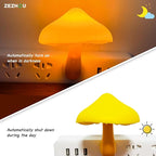 Sensor LED Mushroom Night Light - Plug-in Wall Energy Saving Dream Bed Room Nightlight for Kids Adults Cute Mushroom Lamp Cottagecore Decor for Bedroom, Bathroom, Stairs, Hallway Corridor, Warm Yellow