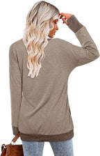 Magritta Women's Long Sleeve Leopard Color Block Tunic Comfy Crewneck T Shirt Tops Black XL