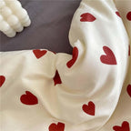 Nayoroom Heart Duvet Cover Twin Size Cute Red Love Heart Printed on White Bedding Set 2Pcs Kids Girls Kawaii Heart-Shaped Pattern Comforter Cover with Zipper Closure Soft Breathable Microfiber