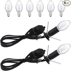 2-Pack Salt Lamp Cord Replacement with Dimmer Switch 5 feet Lamp Cord and 6-Pack Halogen Salt Lamp Bulbs(15 Watts)