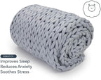 Nuzzie Original Knit Weighted Blanket- Breathable, Cooling, Hand Made Knit Throw Blanket for Sleep - Machine Washable, Stylish Decor Design (Misty Grey, King | 28lbs | 80"x80")