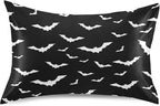 Satin Pillowcase for Hair and Skin, Halloween Bats Silk Pillowcase Soft and Cozy Body Pillow Covers, Standard Size Satin Pillow Cases with Envelope Closure(20x26 Inch), 1PC