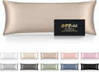 Silk Body Pillow Cases, Mulberry Silk Body Pillow Cover with Zipper, Smooth, Anti Acne, Cooling Sleep Both Sides Natural Silk Satin 20x54 Body Pillowcase, Gifts for Women Men, Champagne