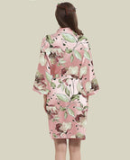WJing Yi Jia Womens Satin Kimono Robe Silky Robes Floral Bathrobe Bride Bridesmaid Wedding Bridal Dressing Gown Loungewear