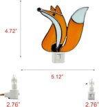 CHEZBABY Stained Glass Night Light Plug into Wall Lamp Decorative Accent Nightlight for Hallway Bedroom Bathroom Kitchen Home Décor(Fox)