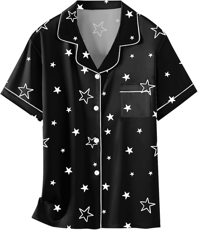 Girls & Womens Satin Pajamas Set, Silk Button-Down Sleepwear 2 Piece Nightwear, 3 Years - Women XXL