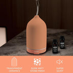 Gooamp 200ML Ceramic Essential Oil Diffuser - Ultrasonic Aromatherapy & Humidifier with 7-Color LED Lights, Auto Shut-Off, Brown, 1H/3H/6H Timer | Scent for Home,Office,Yoga
