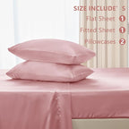 CozyLux Satin Sheets Full Size Sheets - 4 Piece Silky Full Size Bed Sheets, Luxury Dirty Pink Full Bed Set with Smooth and Soft Microfiber, Includes 1 Fitted Sheet, 1 Flat Sheet and 2 Pillowcases
