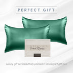 Elegant Comfort 2-Pack King Size Silky Smooth Viscose Satin Pillowcase Set with Hidden Zipper Closure, Hunter Green
