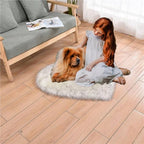Fluffy Faux Fur Heart Shaped Area Rug Soft Fuzzy Carpet Home Decoration Wedding Party for Bedroom Living Room Bedside 50x50cm White with Black