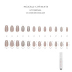 Hypnaughty 24 Pcs Beige Ballerina Press On Nails with Glue Medium Short Length Fake Nails with Glitter Design Glossy Acrylic Press On Nails Full Cover (Beige)