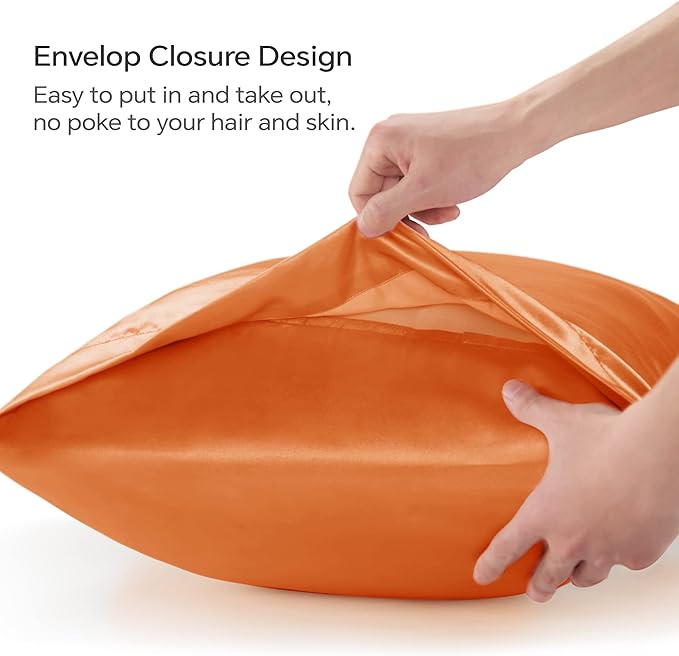 BEDELITE Satin Body Pillow Cover, Super Soft and Cooling Body Pillow Pillowcase for Hair and Skin, Breathable Silky Full Long Pillowcase Cover(20"x54", Burnt Orange)