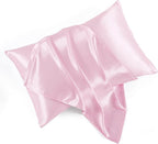 Satin Pillowcases with Zipper （20x36）,King Size Pillowcases Set of 2,Pink Silk Pillowcase for Hair and Skin