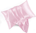 Satin Pillowcases with Zipper （20x30）,Queen Size Pillowcases Set of 2, Pink Silk Pillowcase for Hair and Skin