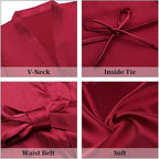 Women's Short Satin Robes Silky Bathrobe Bridesmaid Sleepwear for Wedding Party Getting Ready Solid Color